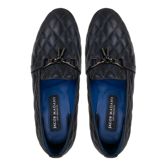 Diamond Stitched Tassel Loafers