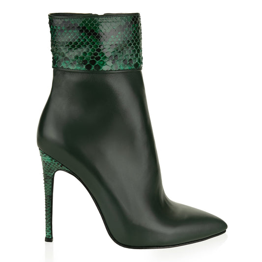 Pointed Python Ankle Boots