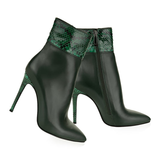Pointed Python Ankle Boots