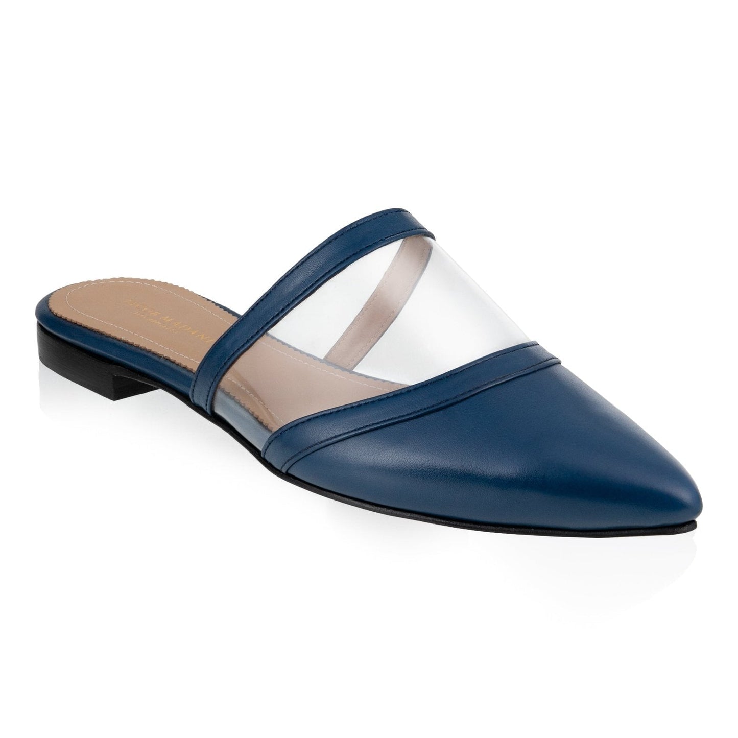 Pointy-toe Flat Mule in Calfskin