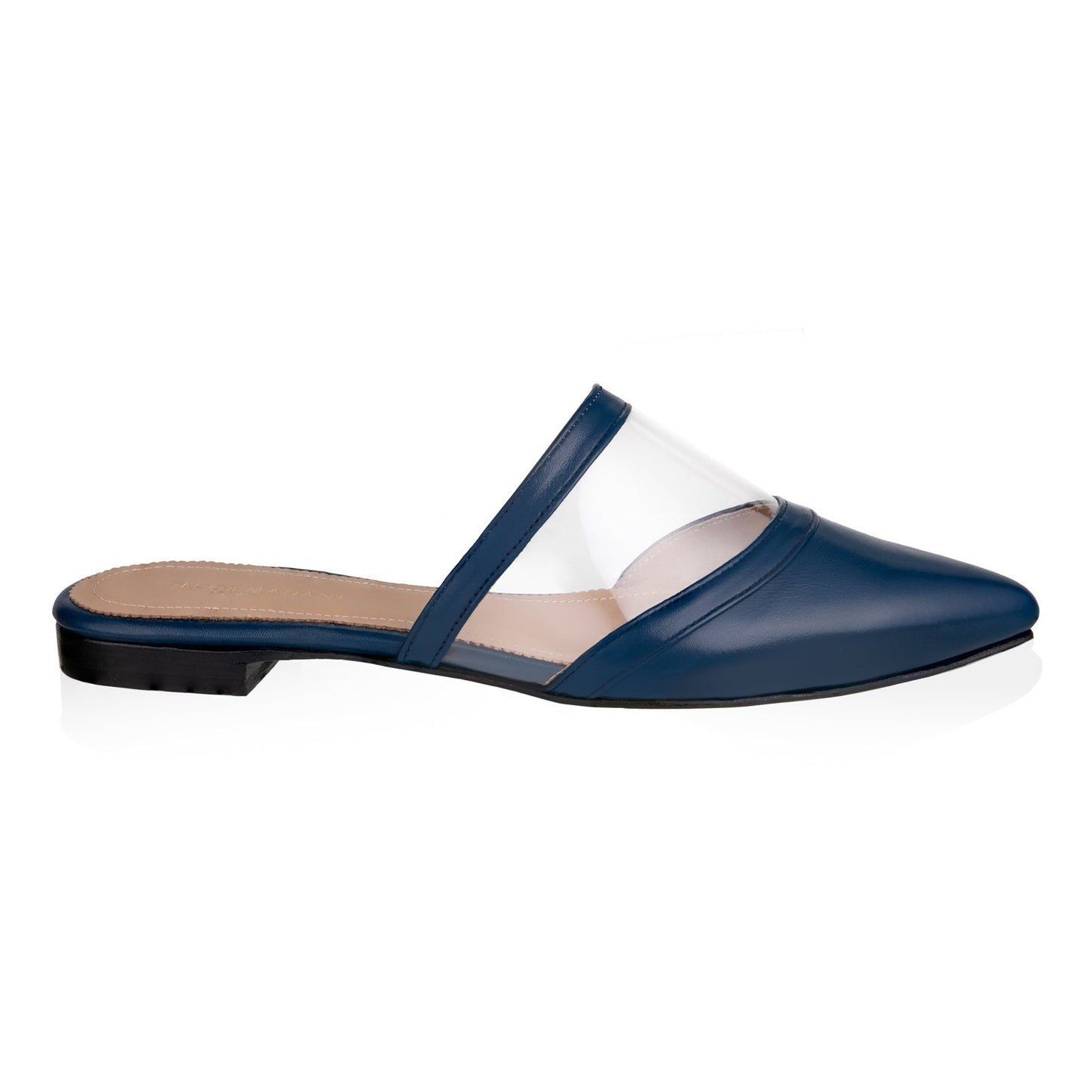 Pointy-toe Flat Mule in Calfskin