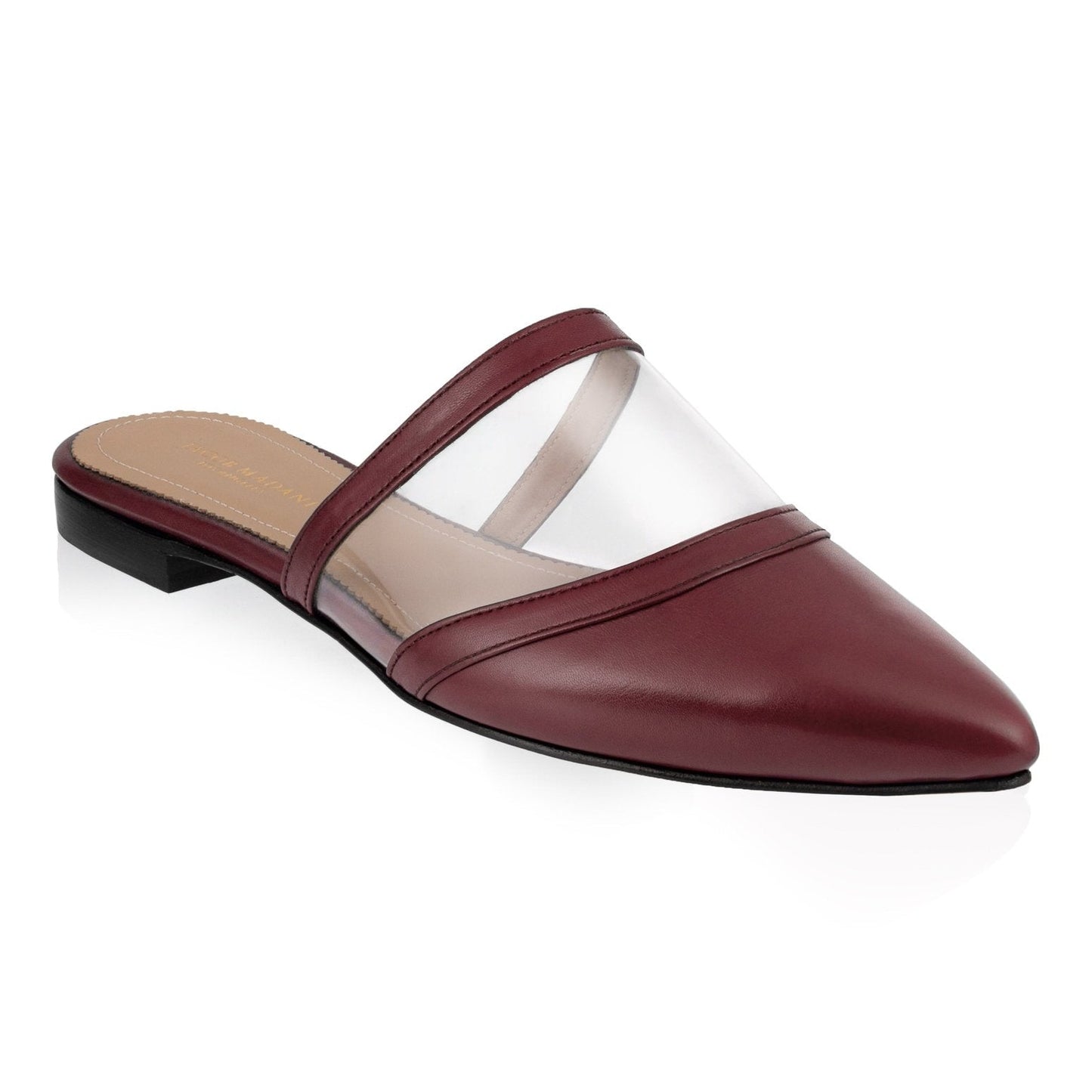 Pointy-toe Flat Mule in Calfskin