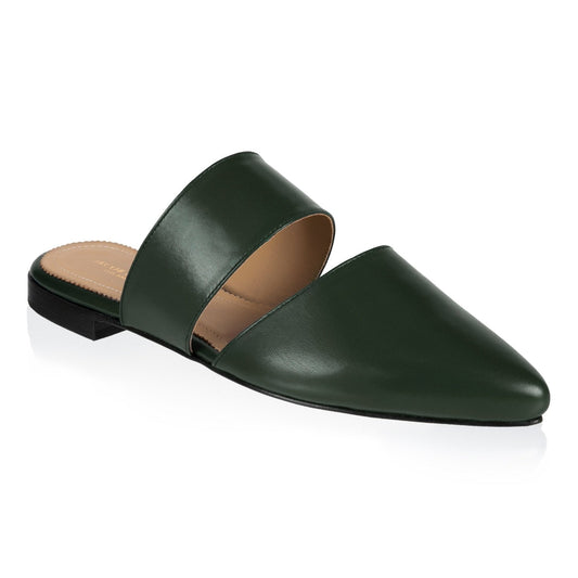 Pointy-toe Flats Mule in Calfskin