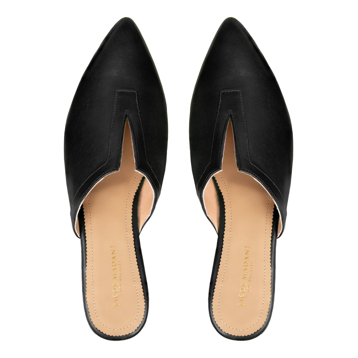 Pointy-toe Flat Mule in Calfskin with Slit