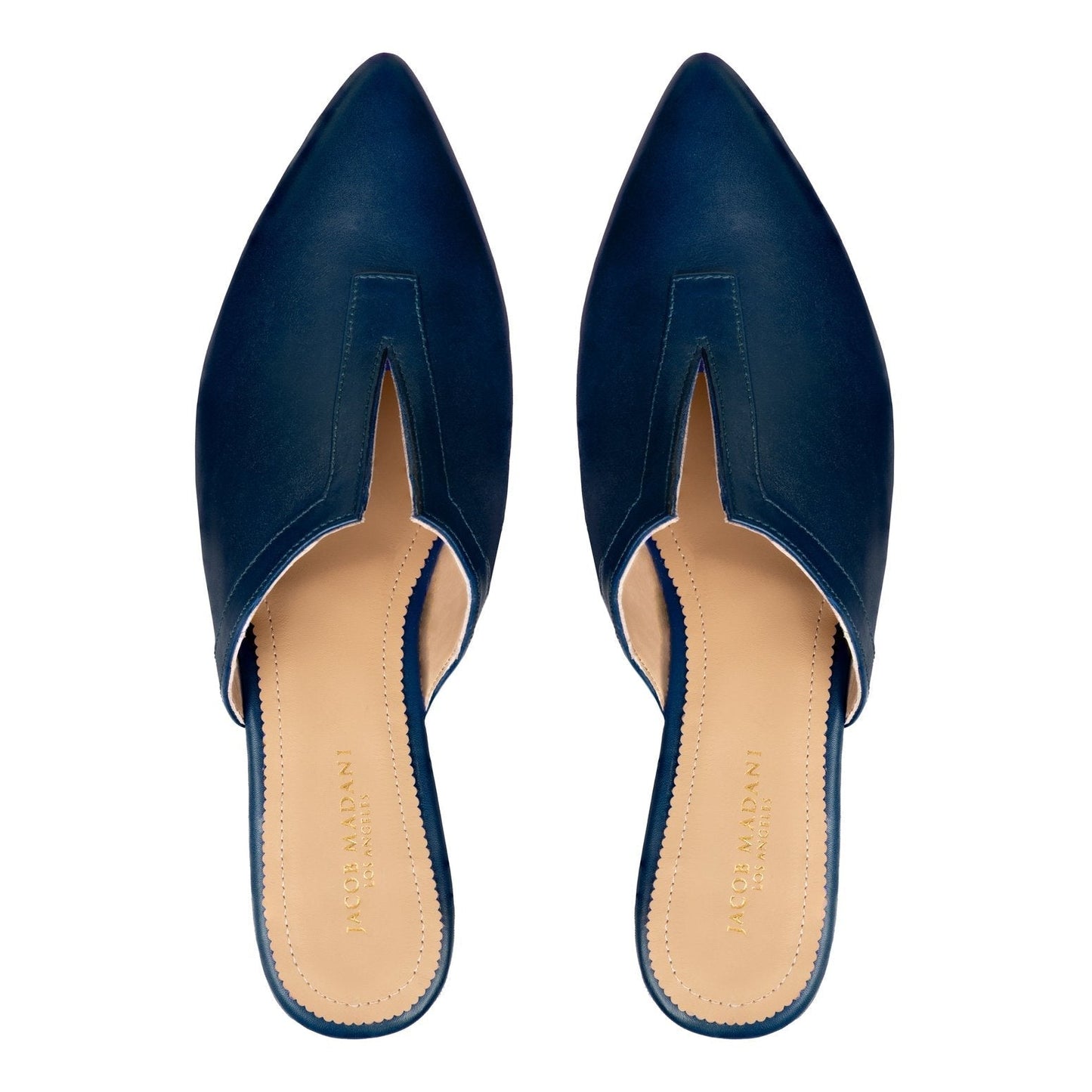 Pointy-toe Flat Mule in Calfskin with Slit
