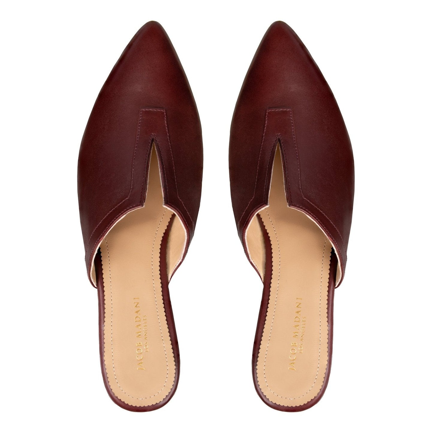Pointy-toe Flat Mule in Calfskin with Slit