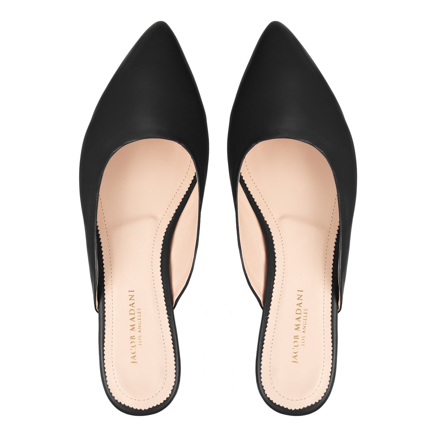 Pointy-toe Flat Mule in Calfskin with Hidden Seam Design