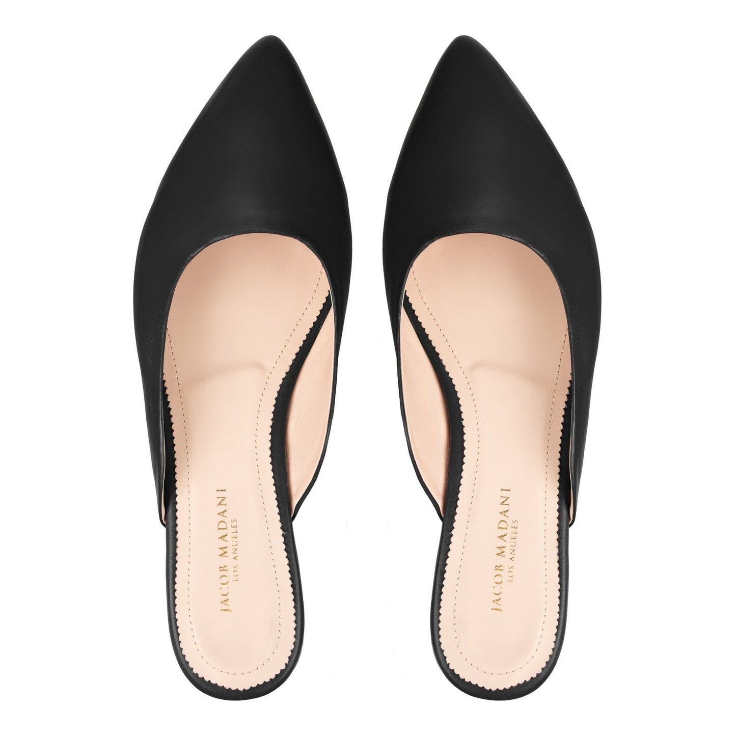 Pointy-toe Flat Mule in Calfskin with Hidden Seam Design