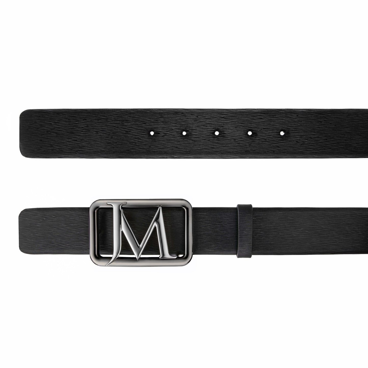 Men's JM Logo Nickel-Gunmetal Leather Belt 39 MM