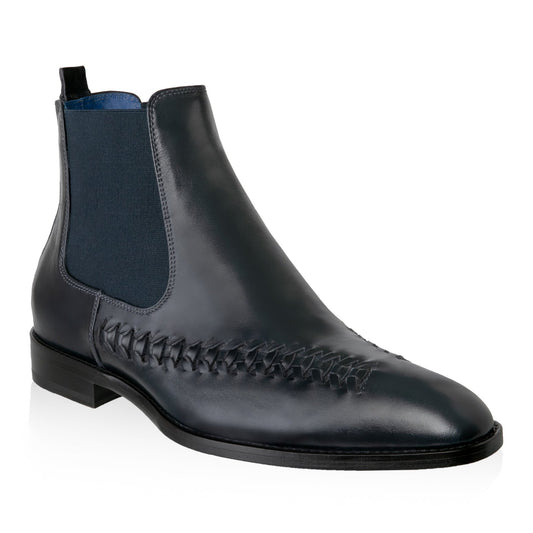 Woven Trim Chelsea Boots